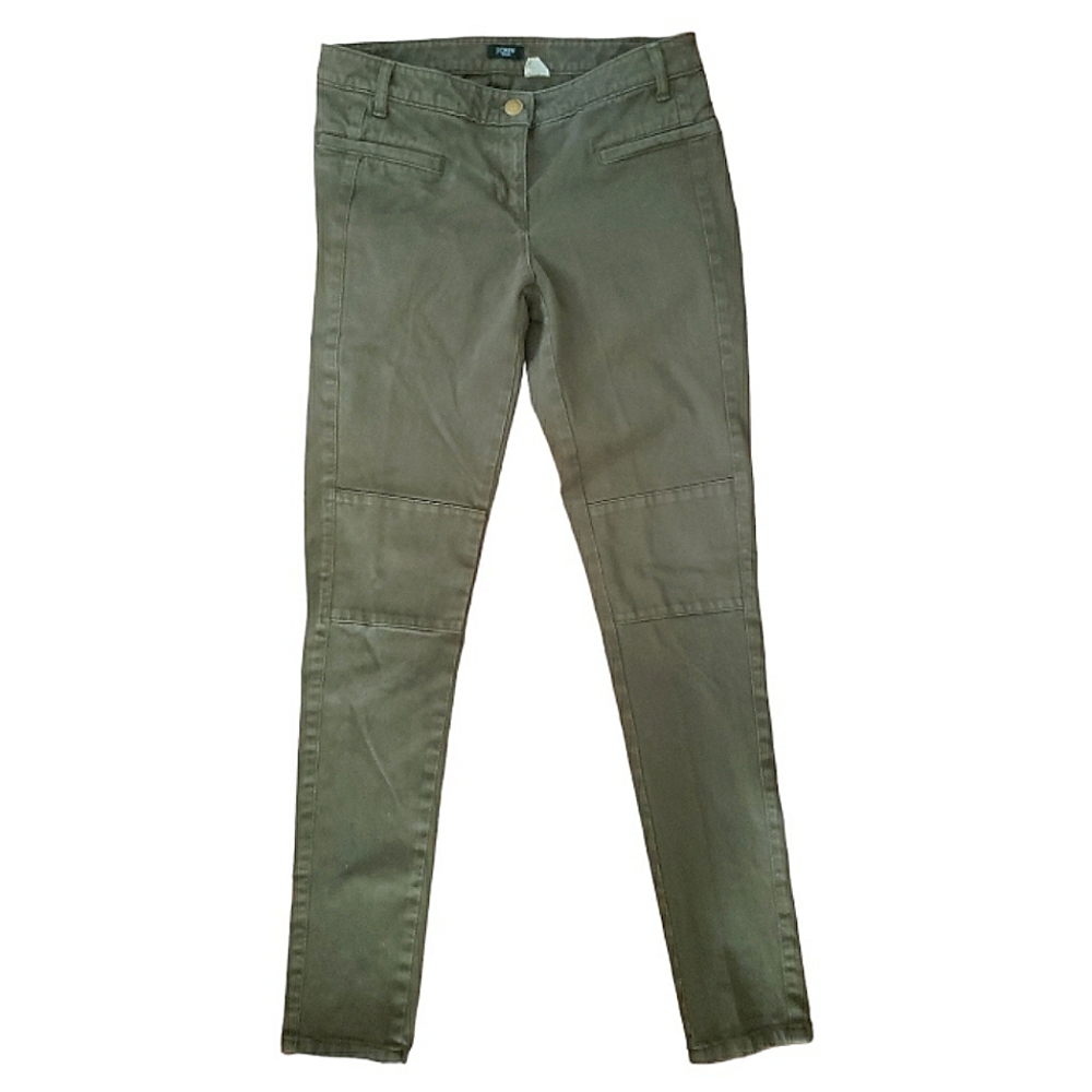 J. Crew Stretch Mid Rise Weathered Green Seam Detailing Skinny Denim Jeans 29